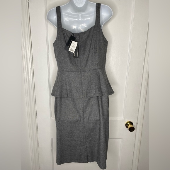BANANA REPUBLIC NWT Italian Herringbone Flannel Peplum Gray Square Neck Dress - Picture 6 of 9